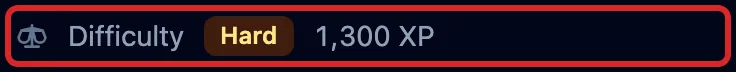 The encounter difficulty readout outlined in red: Hard, with an adjusted total of 1,300 XP.